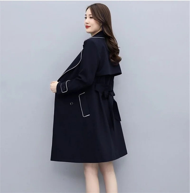 Women's Double Breasted Trench Coat with Belt