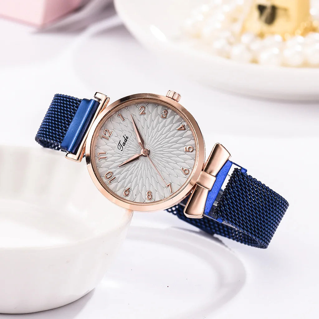 Women Bracelet Set Quartz Watches For Women Rose Gold Magnetic Watch Ladies Pink Dial Wrist Watch Clock Female Relogio Feminino