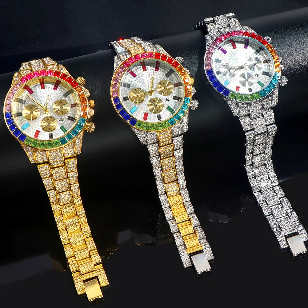 Cuban Chain Rhinestone Dress Watch
