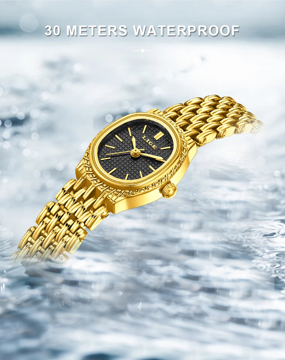 LIGE 2026 Elegant Quartz Woman Watch Classic Fashion Luxury Simple Dial Waterproof Ladies Bracelet Women's Wristwatch Clock Gift