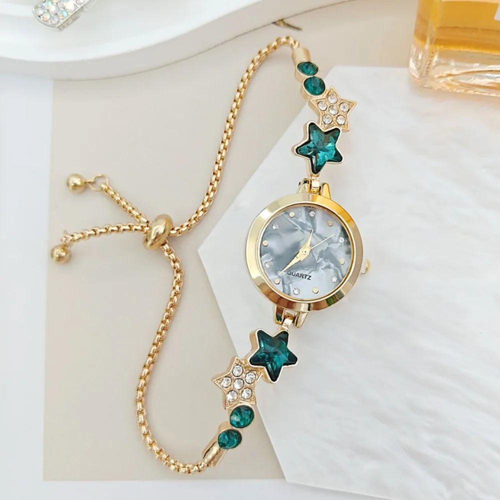 Fashion Adjustable Bracelet Watch Rhinestone Alloy Quartz Watch Ladies Wristwatch for Women Girls