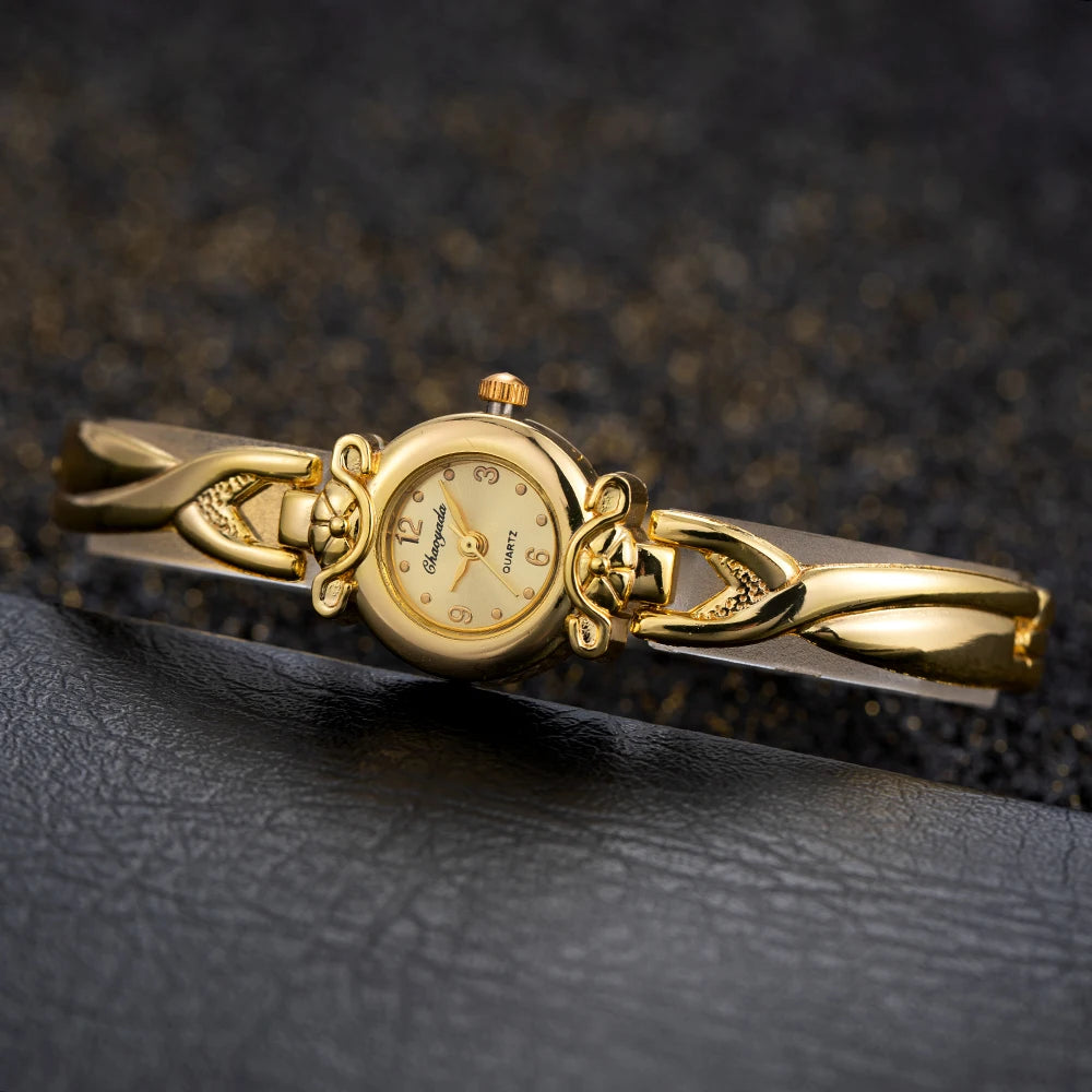 Gold Dial Elegant Quartz Bracelet Watch