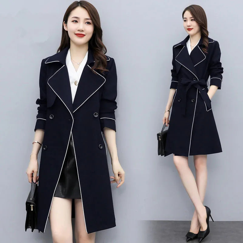 Women's Double Breasted Trench Coat with Belt