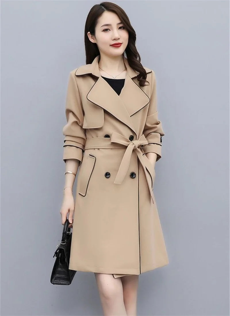 Women's Double Breasted Trench Coat with Belt
