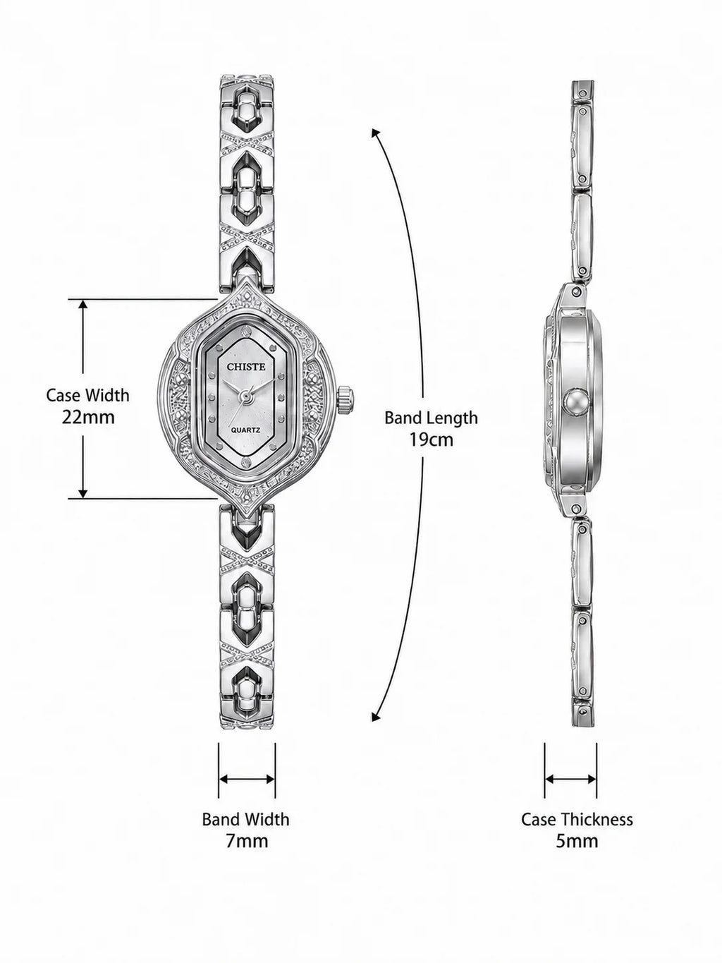 Retro Polygonal Dial Rhinestone Ladies Watch