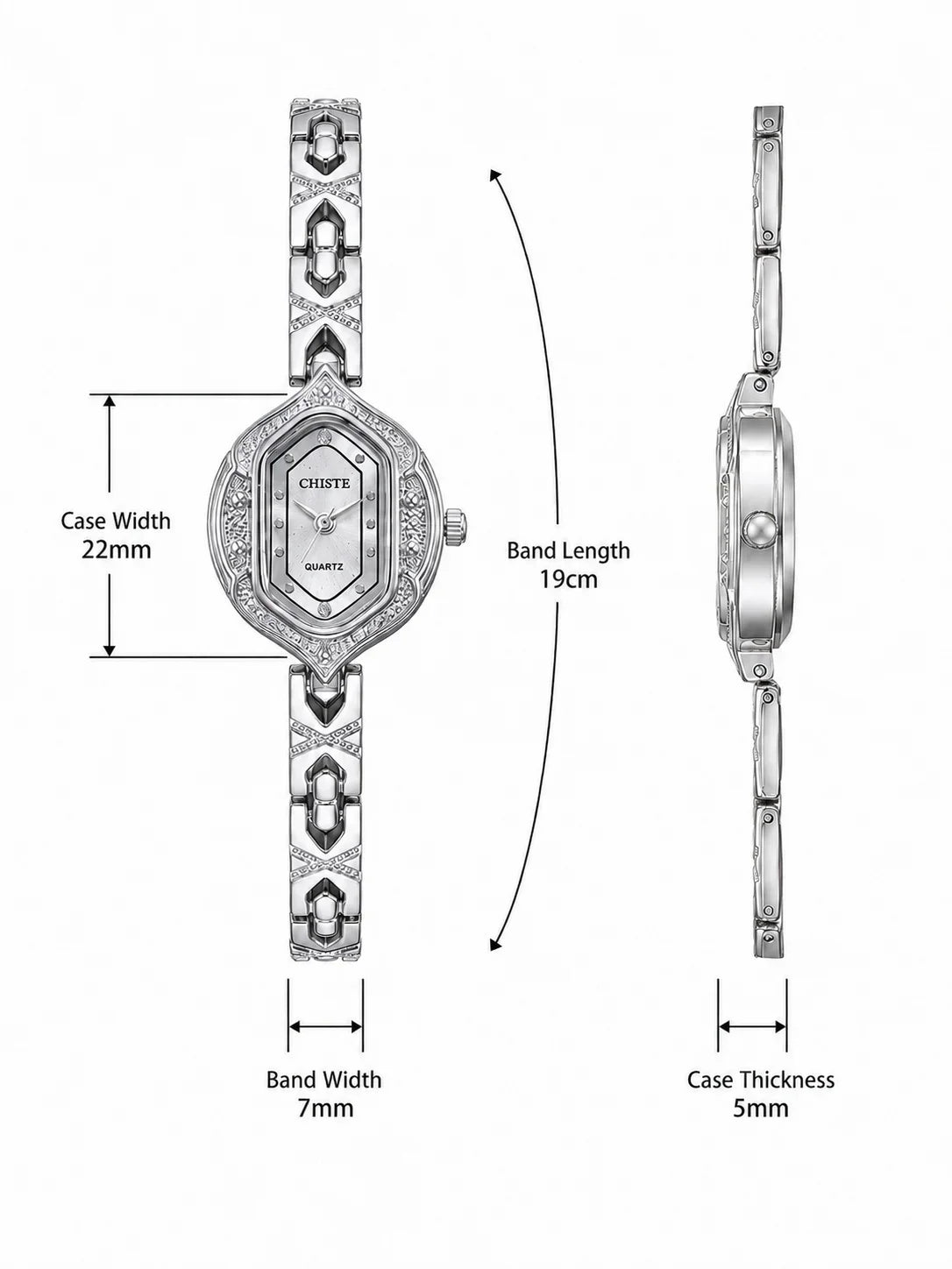 Retro Polygonal Dial Rhinestone Ladies Watch