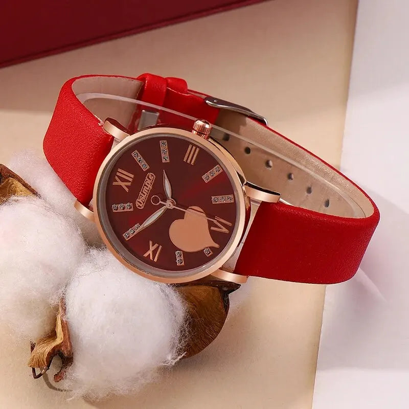 6-Piece Heart Dial Quartz Watch Set