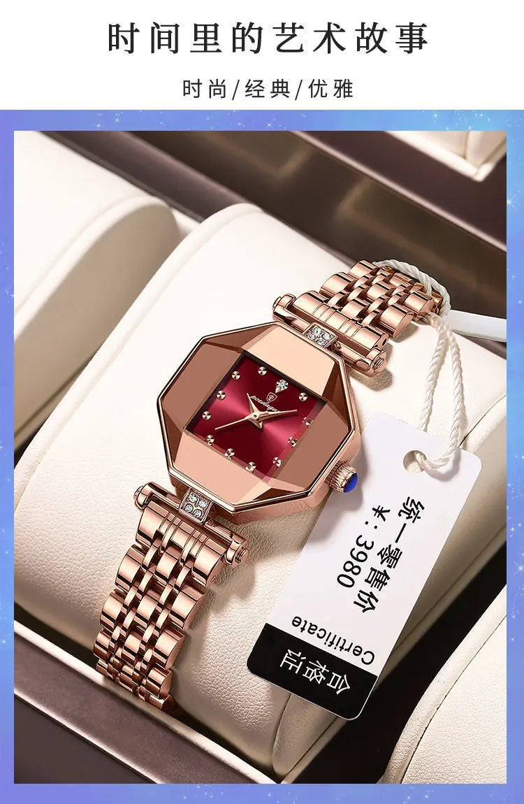 Women Quartz Watch Leather Steel Watch Rhinestone Ladies Bracelet Watch Casual Wristwatch Clock Relogio Feminino