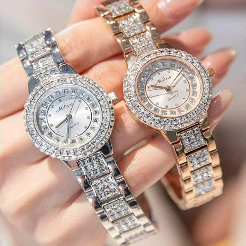 Women Men Fashion Shining Rhinestone Watch Hip Hop Number Quartz Watch Full Diamond Elegant Wristwatch Clock Friend Couple Gifts