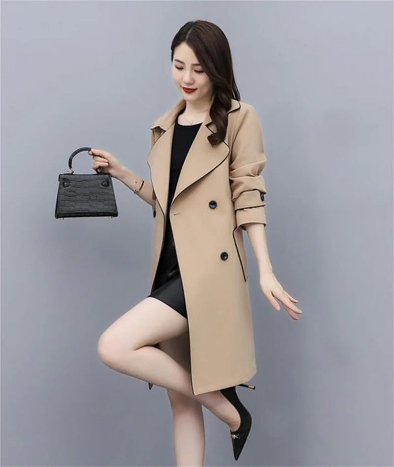 Women's Double Breasted Trench Coat with Belt