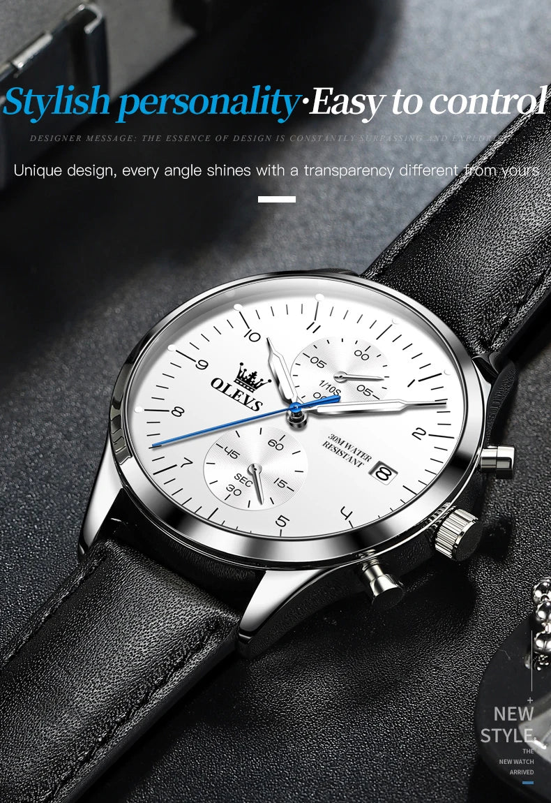 OLEVS 2880 Mens Watch Classic Original Multifunctional Quartz Watch Waterproof Luminous Date Watches For Men Box Gift