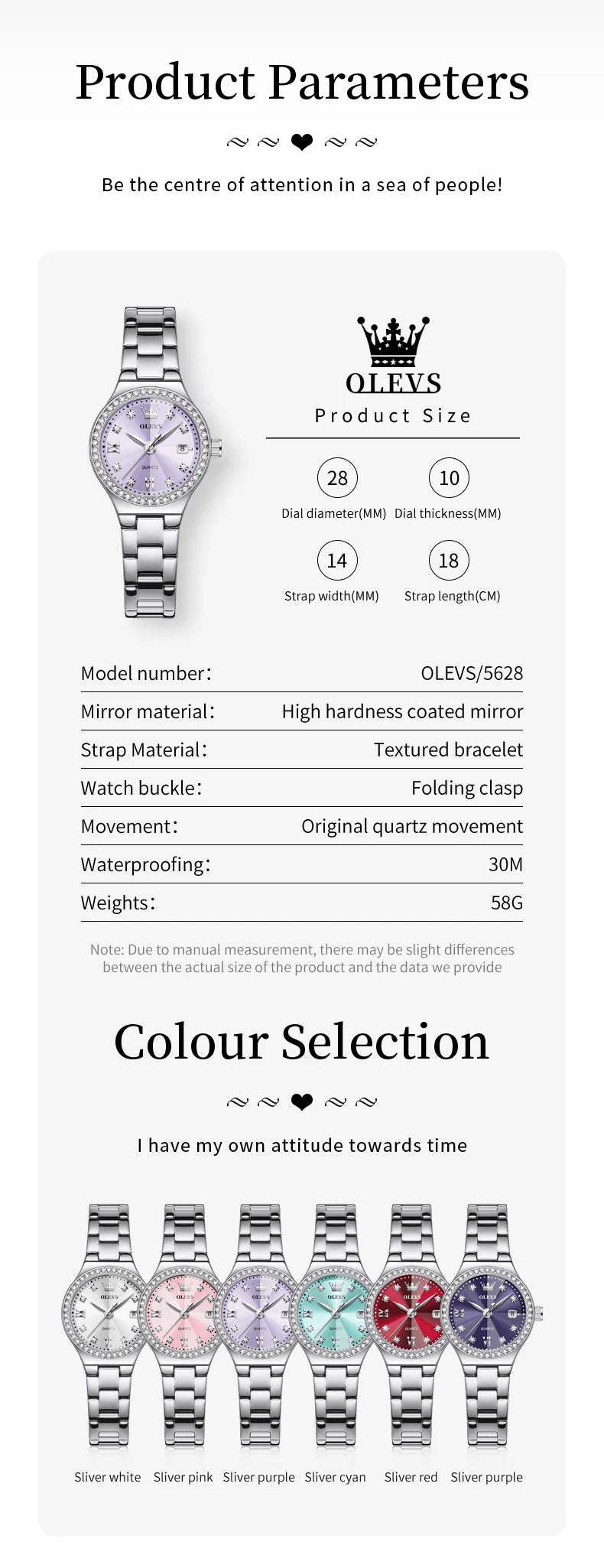OLEVS 5628 Elegant Ladies' Watch Auto Date Diamond Dial Stainless Steel Waterproof Ladies' Quartz Watch