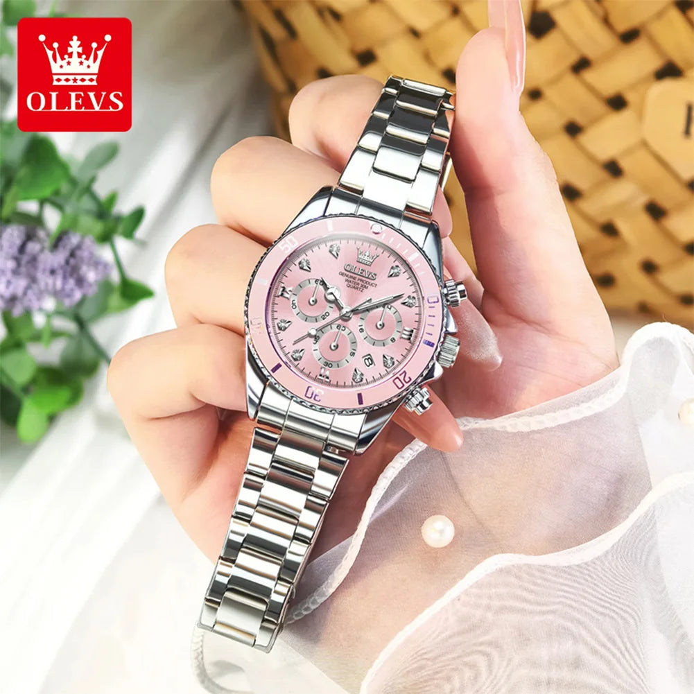 OLEVS 5632 Luxury Women Watch Original Quartz Watch Multi Functional HD Date Waterproof Luminous Chronograph Women Gift Watch
