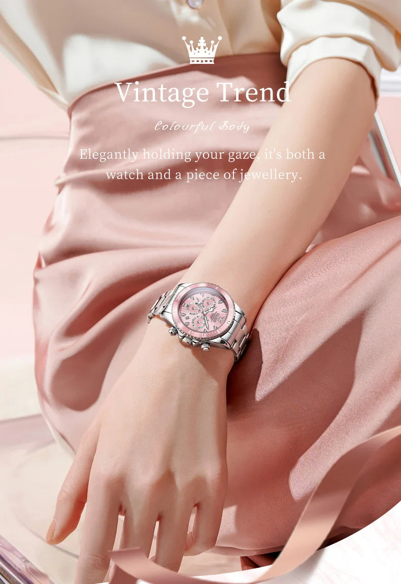 OLEVS 5632 Luxury Women Watch Original Quartz Watch Multi Functional HD Date Waterproof Luminous Chronograph Women Gift Watch