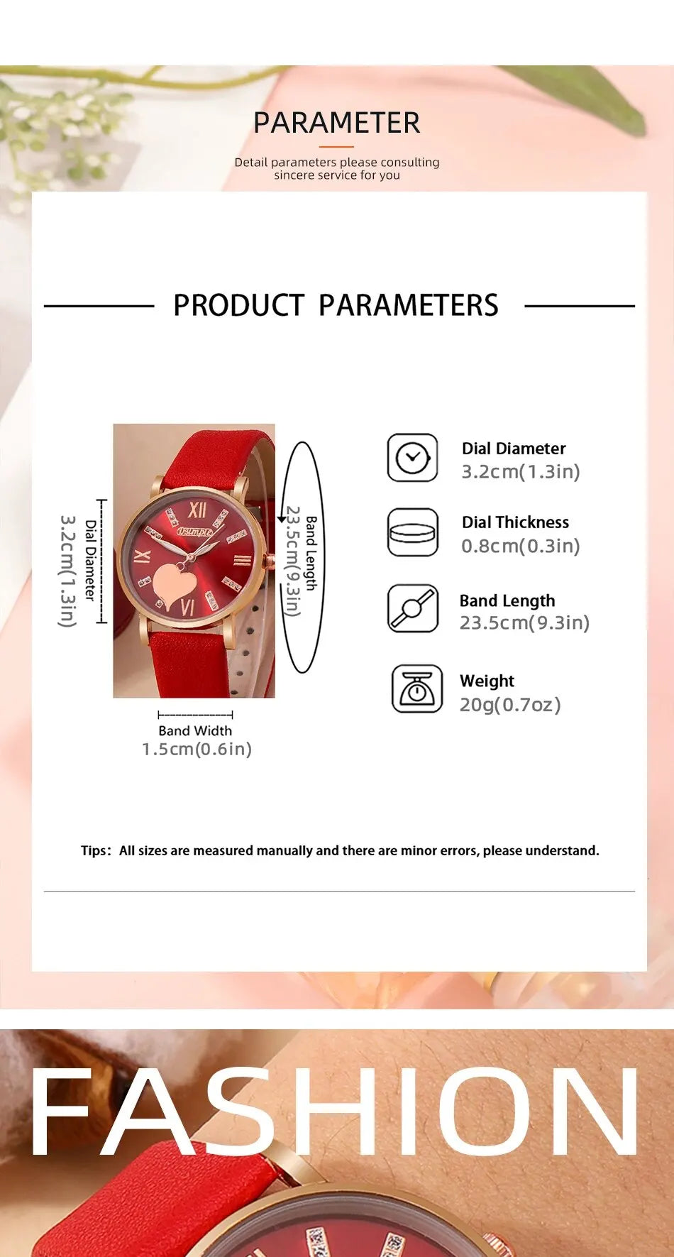 6-Piece Heart Dial Quartz Watch Set