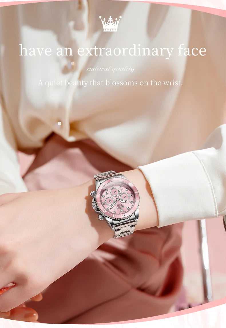 OLEVS 5632 Luxury Women Watch Original Quartz Watch Multi Functional HD Date Waterproof Luminous Chronograph Women Gift Watch