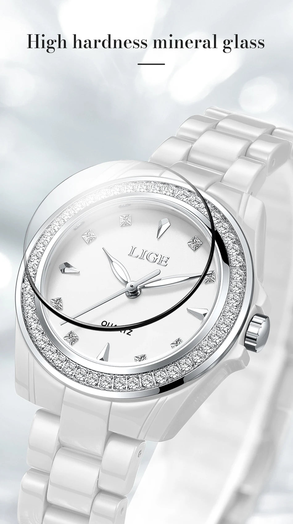 LIGE TOP Women Quartz Watches 2026 Ceramic Elegant Fashion Waterproof Luminous Clock Vintage Watch for Women Reloj De Mujer+BOX