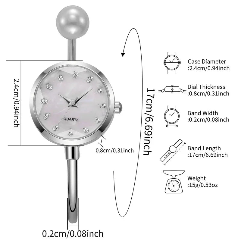 Elegant Pearl Bracelet Strap Women Quartz Wristwatch Fashion Diamond Dial Watch For Ladies Clock Reloj Mujer