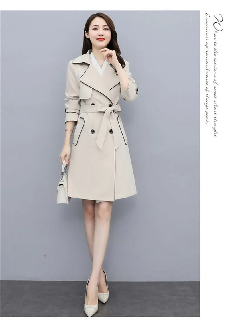 Women's Double Breasted Trench Coat with Belt