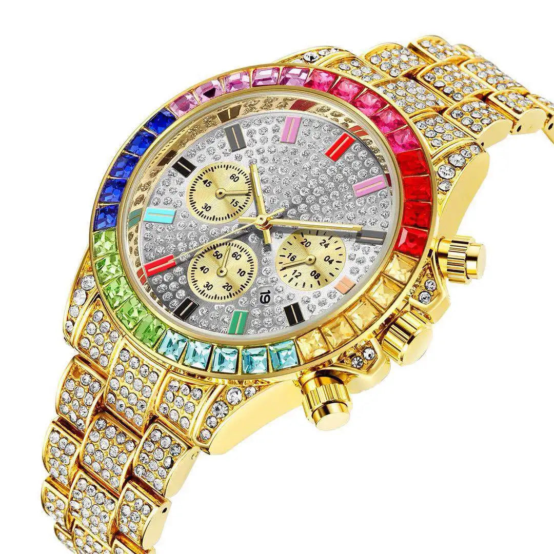 Cuban Chain Rhinestone Dress Watch