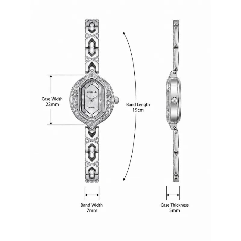 Retro Polygonal Dial Rhinestone Ladies Watch