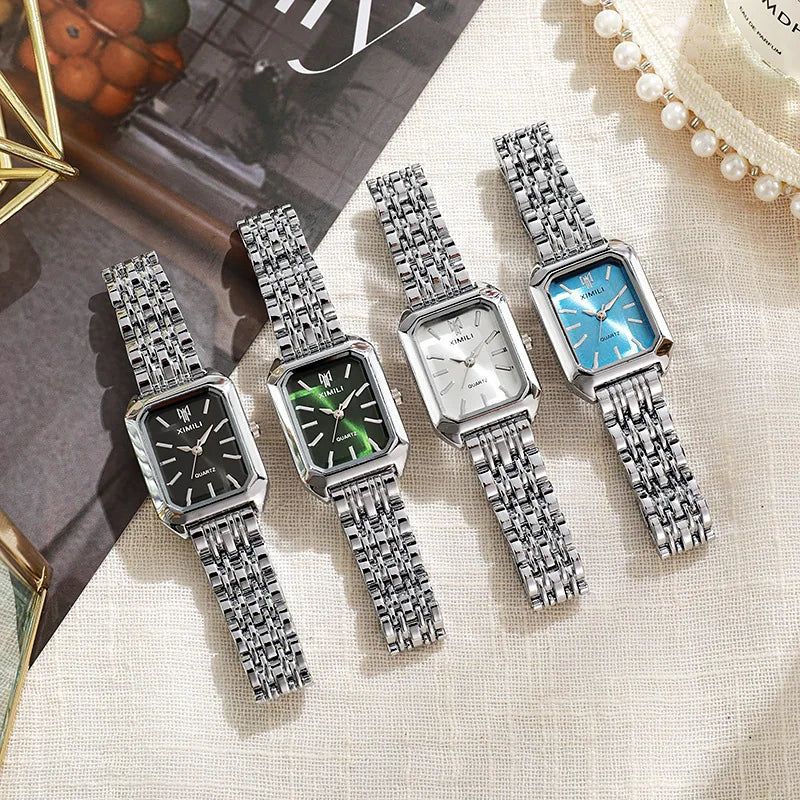 Elegant Rectangle Luxury Ladies Quartz Watch Stainless Steel Strap Women Wristwatch Reloj Mujer Relogio Feminino Female Gift