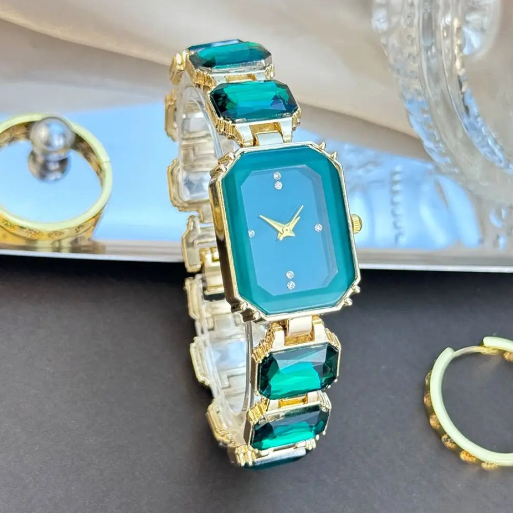Rhinestone Quartz Watches Diamond Studded Watch Strap with Adjustable Bracelet Women Wristwatch Square Shaped Watch Women Girl