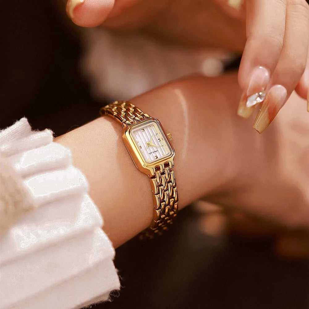 Women’s Fashion Square Small Dial Watch Stainless Steel Bracelet Luxury Quartz Wristwatch Simple Lady Dress Gift 2025 New