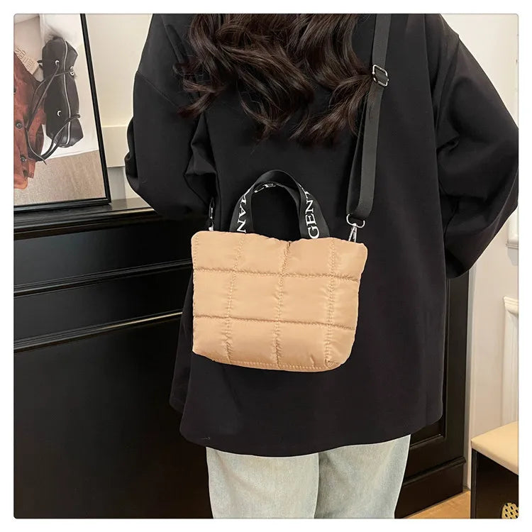 Quilted tote bag for women padded fashion handbag