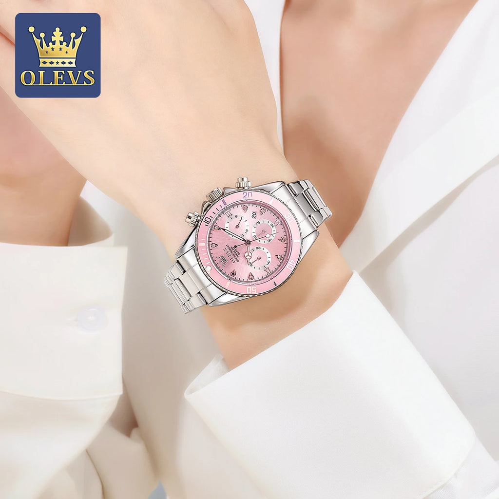 OLEVS 5632 Luxury Women Watch Original Quartz Watch Multi Functional HD Date Waterproof Luminous Chronograph Women Gift Watch