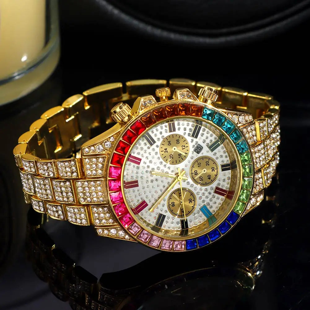 Cuban Chain Rhinestone Dress Watch