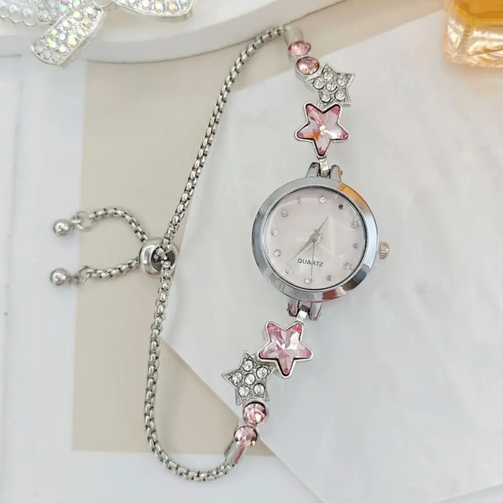 Fashion Adjustable Bracelet Watch Rhinestone Alloy Quartz Watch Ladies Wristwatch for Women Girls
