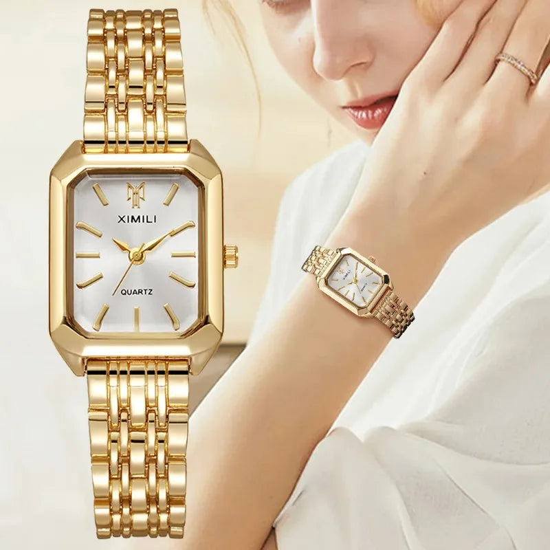 Elegant Rectangle Luxury Ladies Quartz Watch Stainless Steel Strap Women Wristwatch Reloj Mujer Relogio Feminino Female Gift