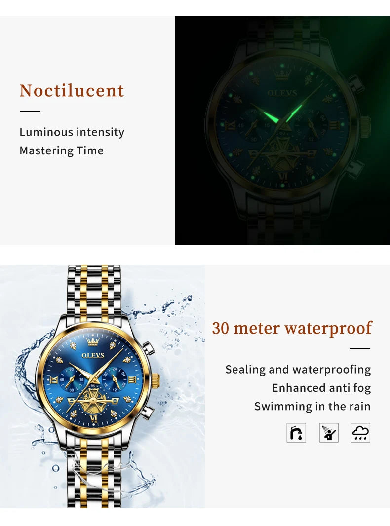 OLEVS Original Fashion Ladies Quartz Wristwatch Waterproof Luminous Multifunction Women Watches Gifts Box Reloj 2897