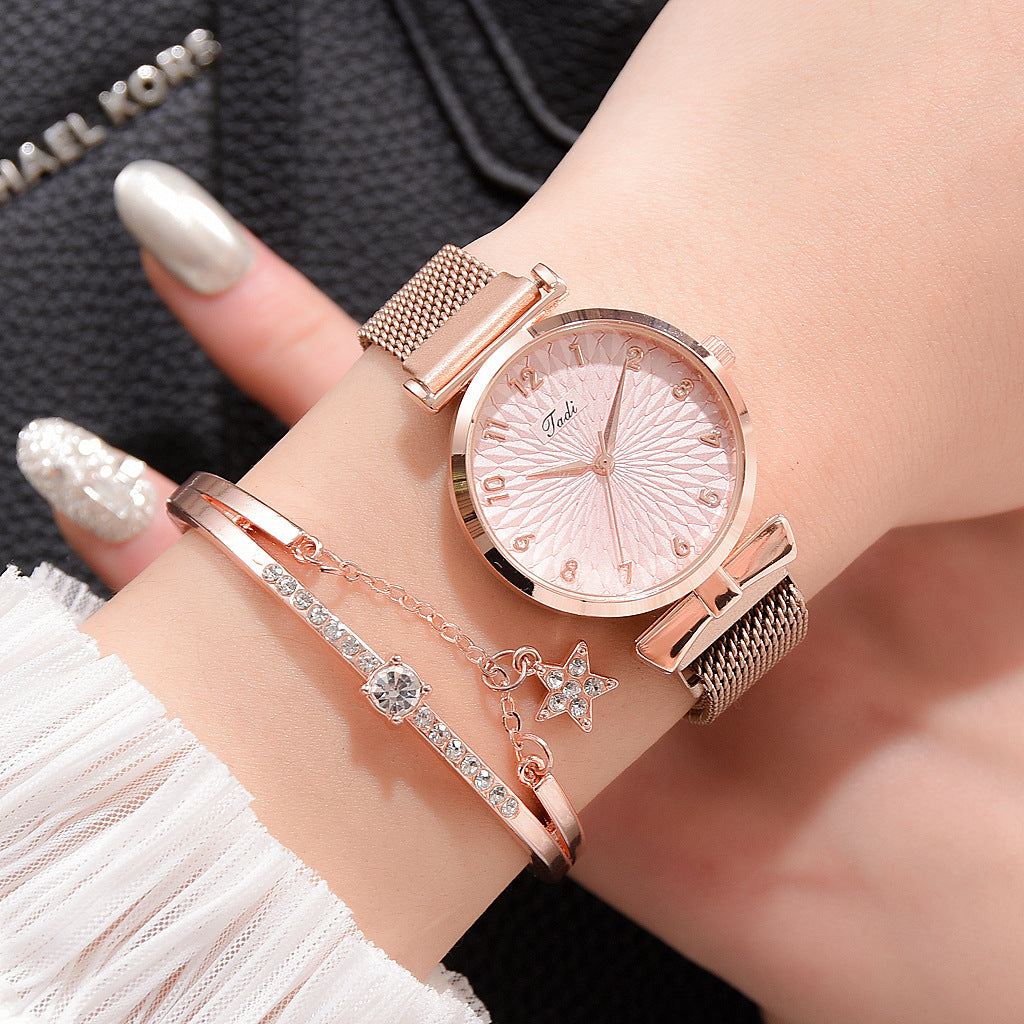 Women Bracelet Set Quartz Watches For Women Rose Gold Magnetic Watch Ladies Pink Dial Wrist Watch Clock Female Relogio Feminino