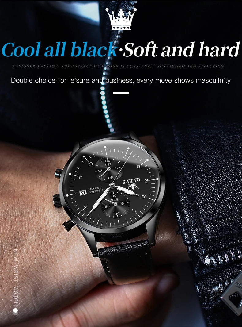 OLEVS 2880 Mens Watch Classic Original Multifunctional Quartz Watch Waterproof Luminous Date Watches For Men Box Gift