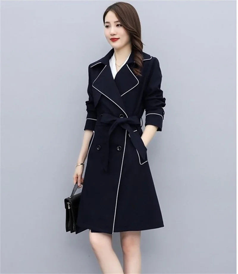 Women's Double Breasted Trench Coat with Belt