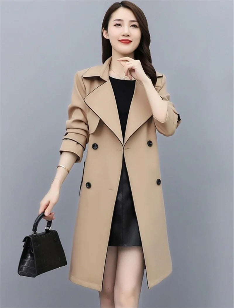 Women's Double Breasted Trench Coat with Belt