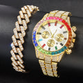 Cuban Chain Rhinestone Dress Watch