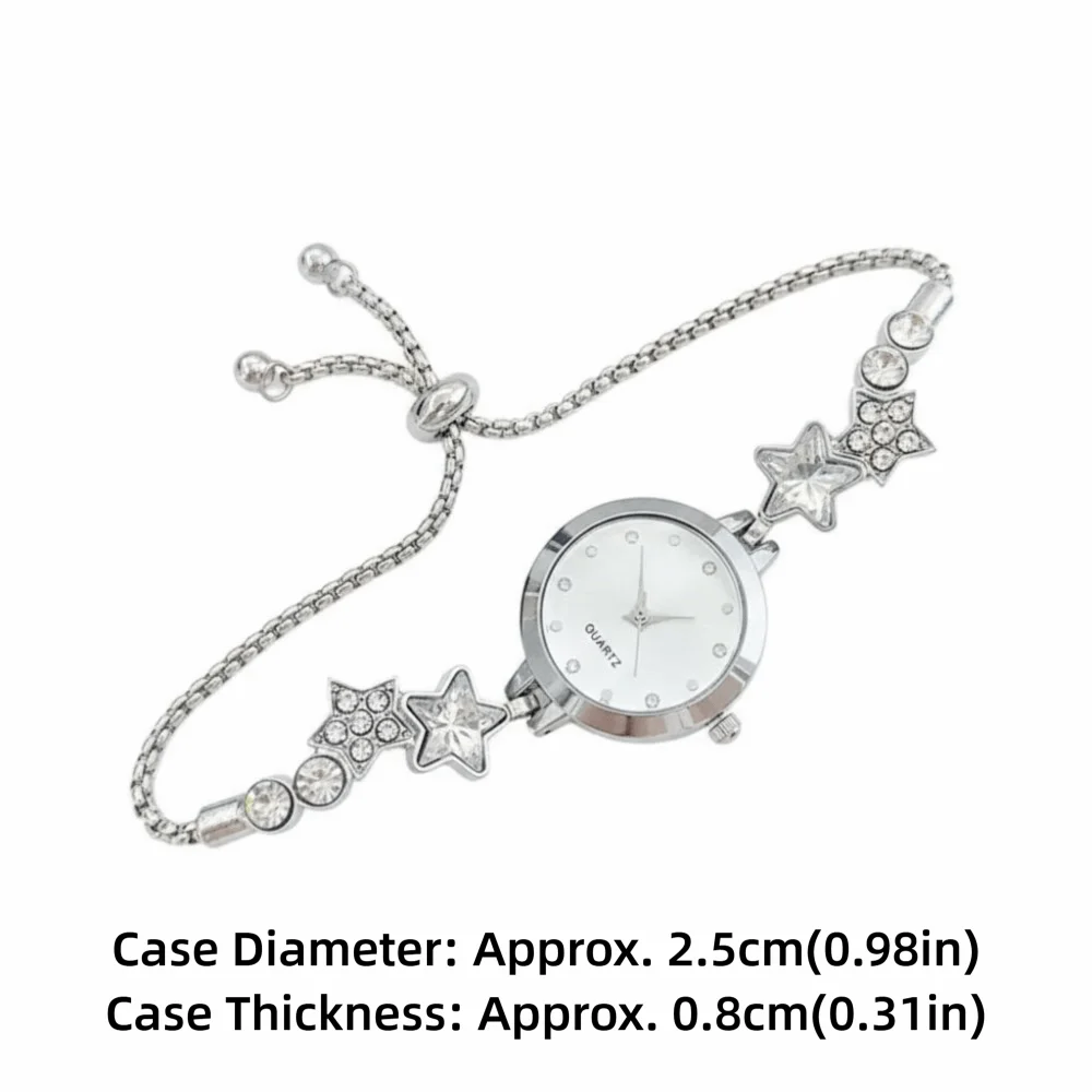 Fashion Adjustable Bracelet Watch Rhinestone Alloy Quartz Watch Ladies Wristwatch for Women Girls
