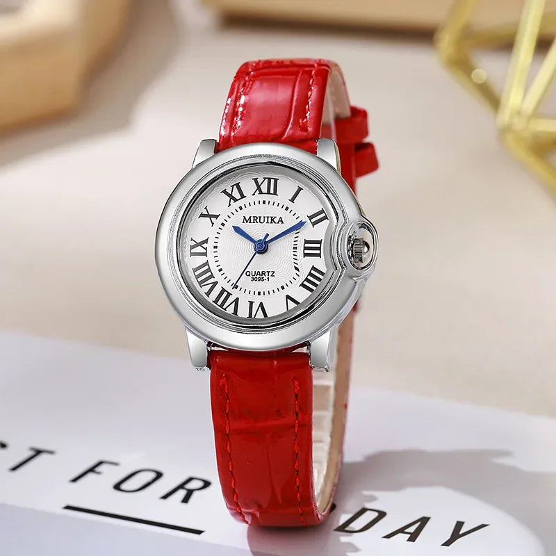Brand Women round Rome Dial Quartz Watches Fashion Ladies Leather Strap Wristwatch Love Gift Clock Dropshipping reloj mujer