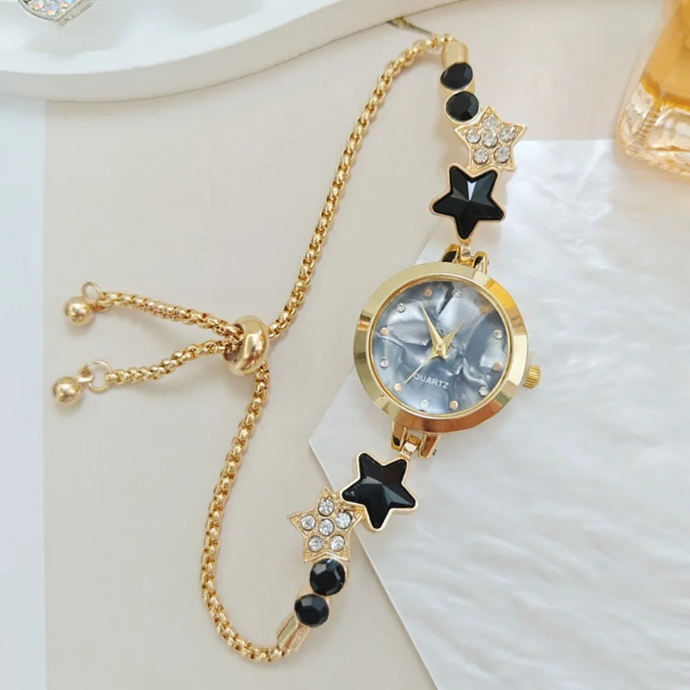 Fashion Adjustable Bracelet Watch Rhinestone Alloy Quartz Watch Ladies Wristwatch for Women Girls