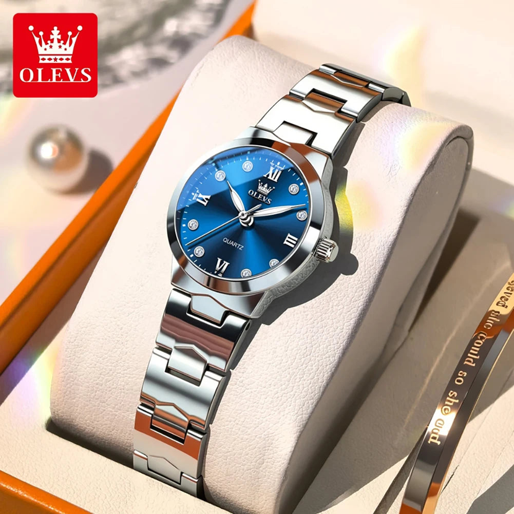 OLEVS 3735 Elegance Original Quartz Movement Watch For Women Diamond Dial Brand HD Luminous Function 30m Waterproof Watch