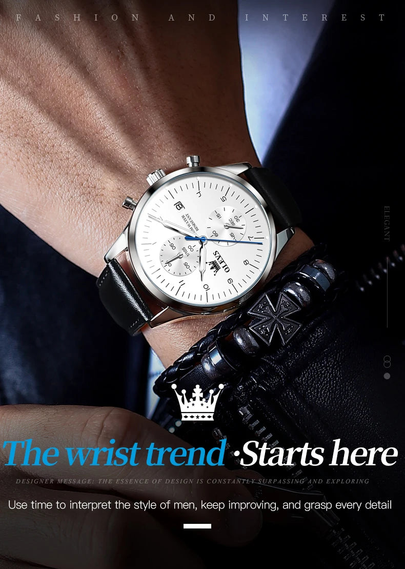 OLEVS 2880 Mens Watch Classic Original Multifunctional Quartz Watch Waterproof Luminous Date Watches For Men Box Gift