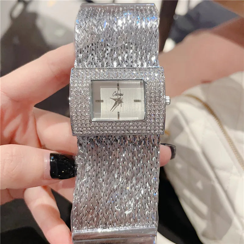 Gold Quartz Women's Watch Luxury Fashion Large Dial Water Resistant Dress Bracelet Ladies Wristwatches Reloj Mujer