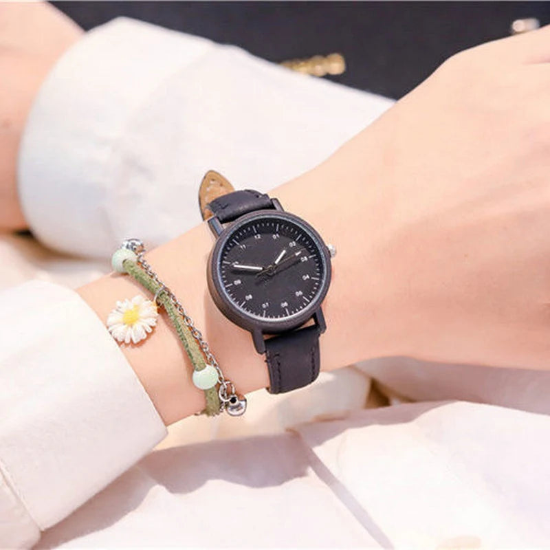Women's Watch PU Leather Strap Bracelet Women Quartz Watches Small Round Dial Fashion Wristwatch for Ladies Girls