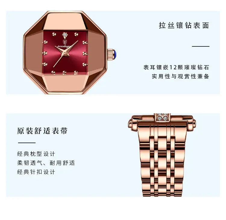 Women Quartz Watch Leather Steel Watch Rhinestone Ladies Bracelet Watch Casual Wristwatch Clock Relogio Feminino