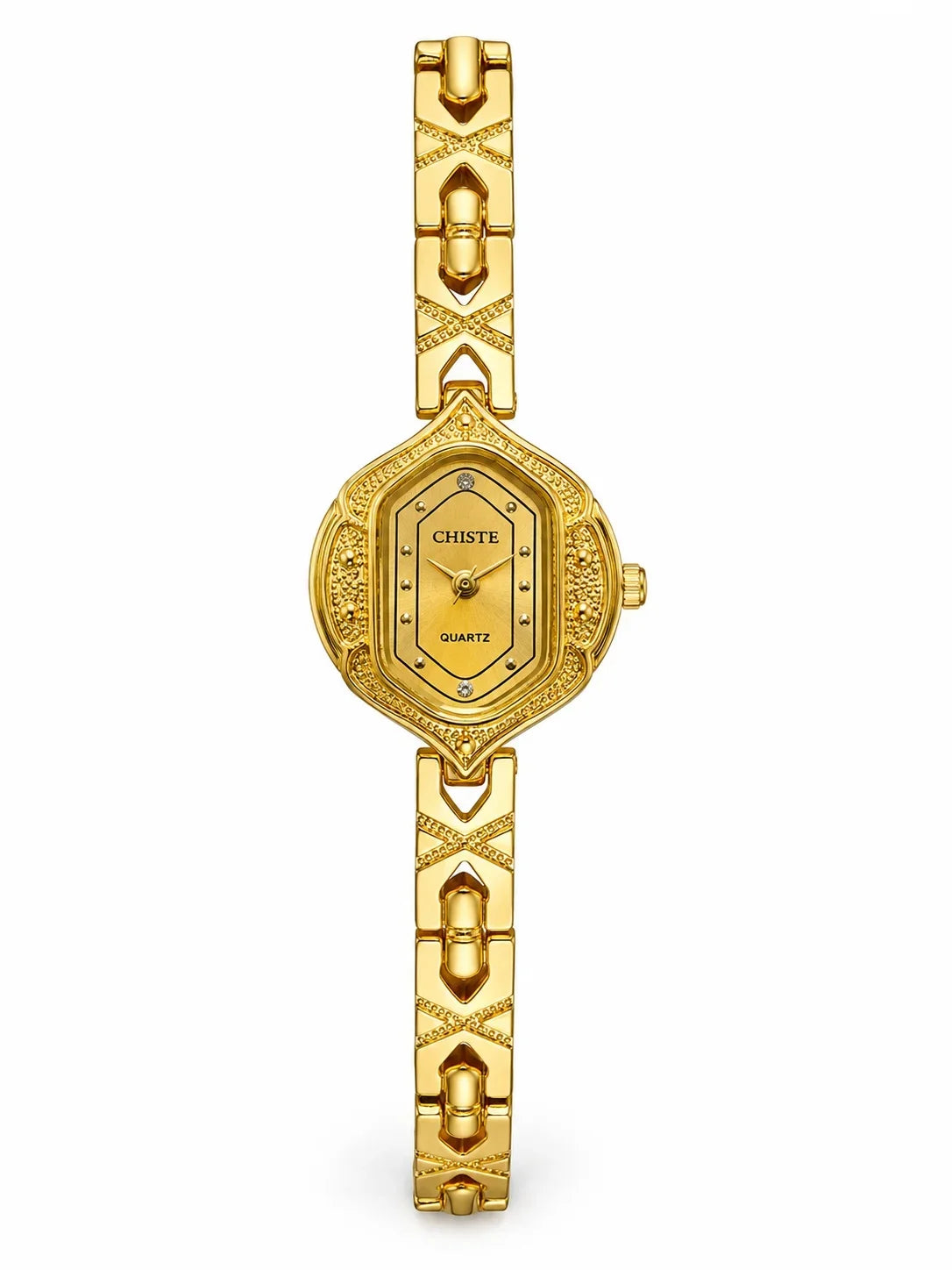 Retro Polygonal Dial Rhinestone Ladies Watch