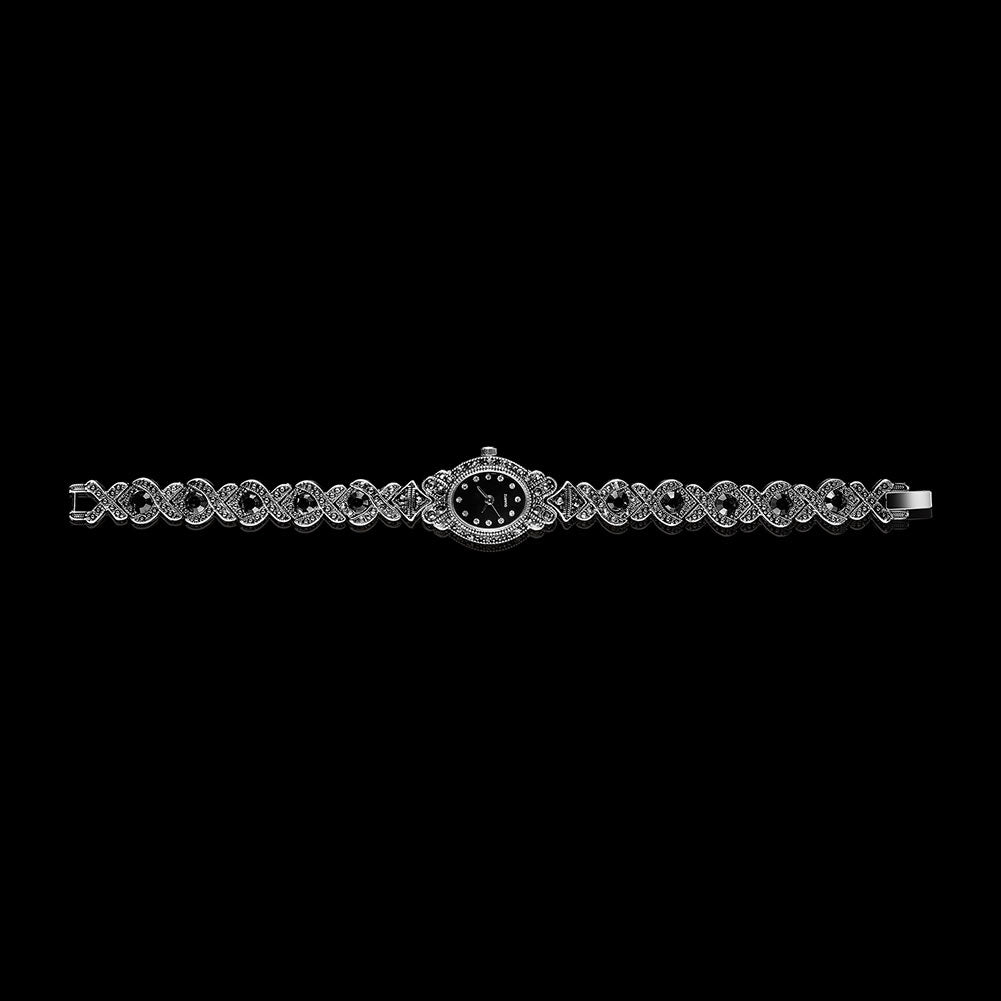 Vintage Women Rhinestone Quartz Watch Carved Alloy Band Bracelet Wristwatch Fashion Retro Crystal Ladies Clocks Gifts