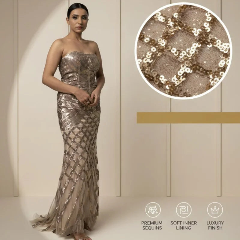Women's Backless Sequin Mermaid Evening Gown